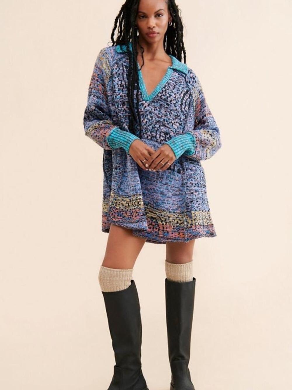 Free People Seasons Of Sun Mini Sweater Dress Medium